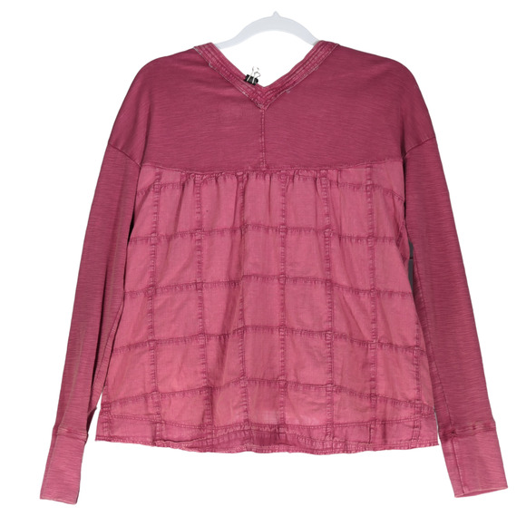 Anthropologie Pink T Shirt Womens Size XS Tee Active Mixed Media Distressed - Picture 7 of 10